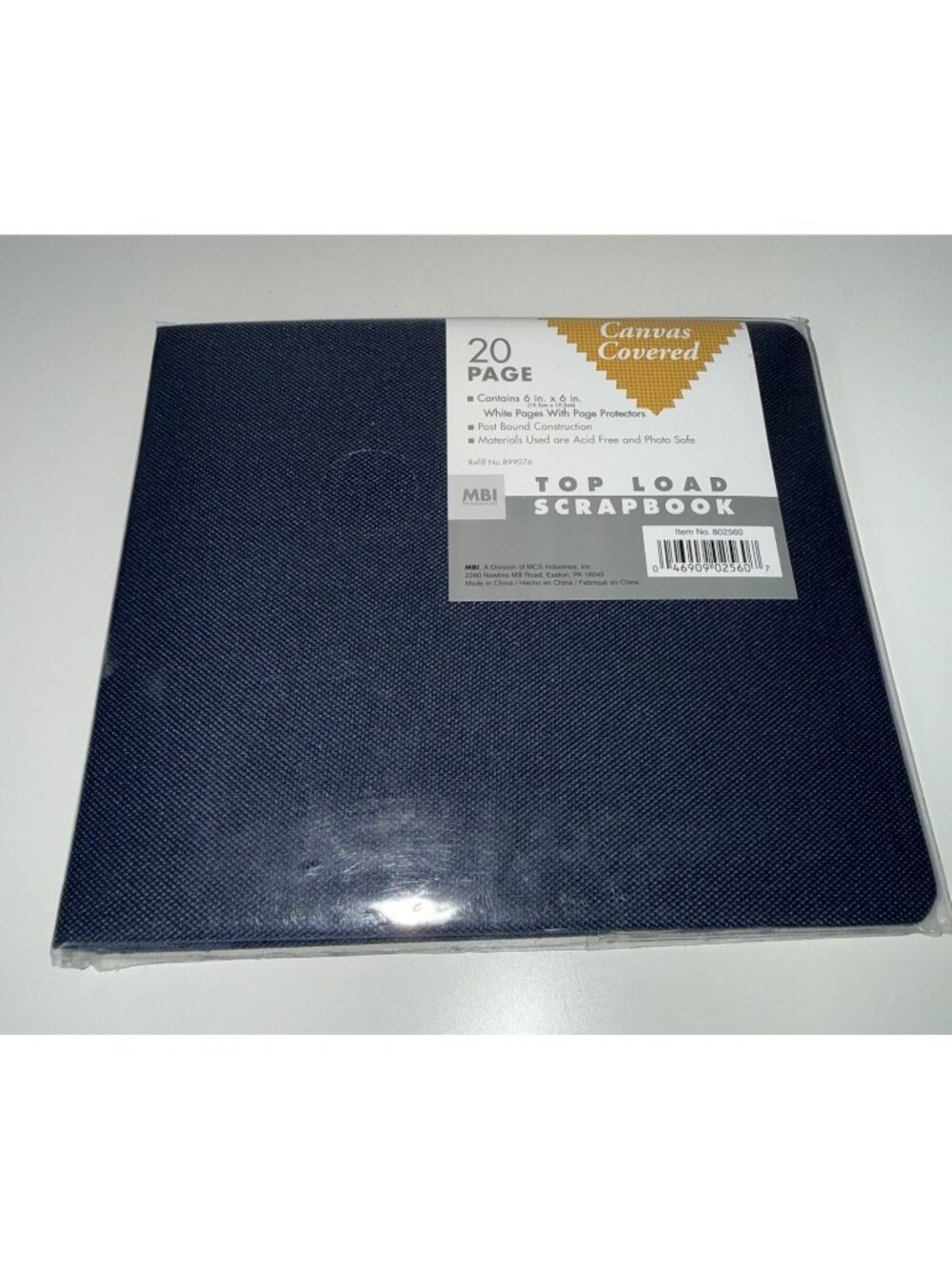 MBI 6”x6” Canvas Top Loading Scrapbook 20 Pages (10 Sheets) Post Bound Navy Blue